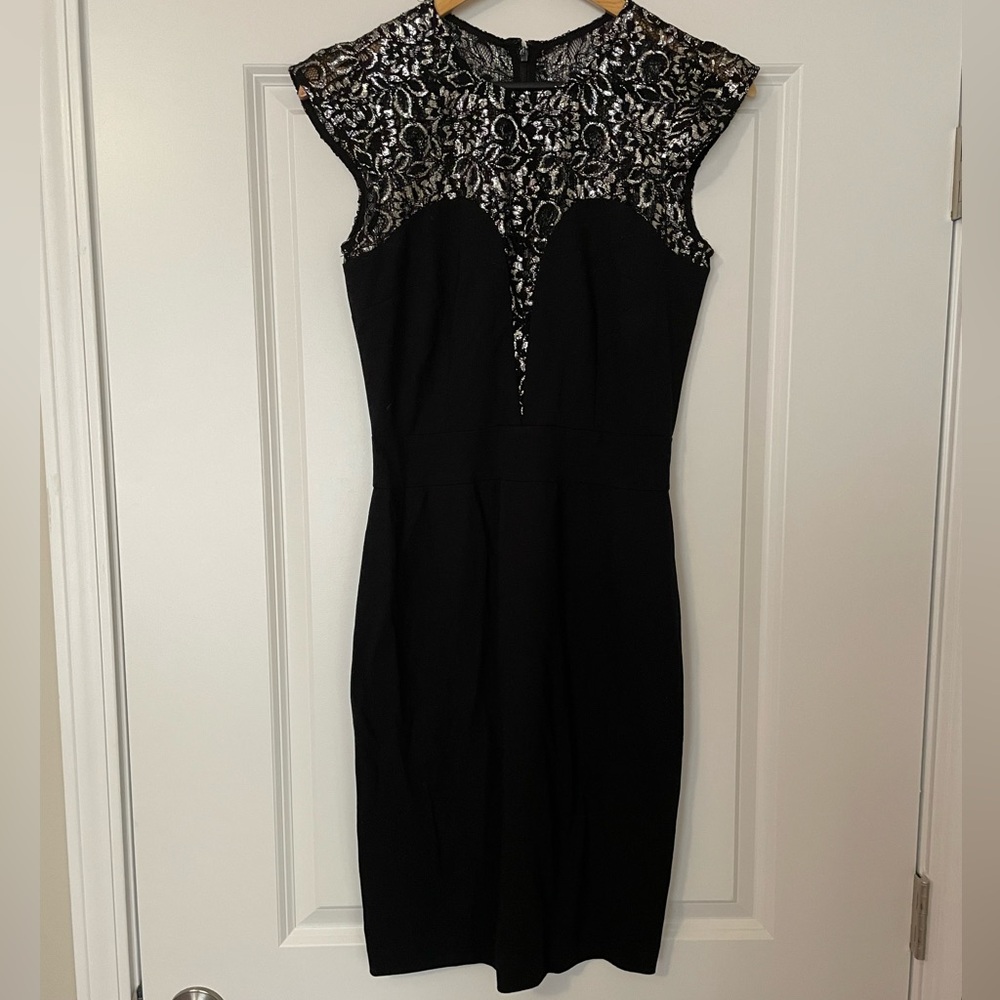 Erin Fetherston Elegant Black Fitted Sheath Lace Women's Dress